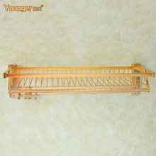 浴室挂件复古毛巾架浴巾架太空铝土豪金卫生间置物架单层壁挂