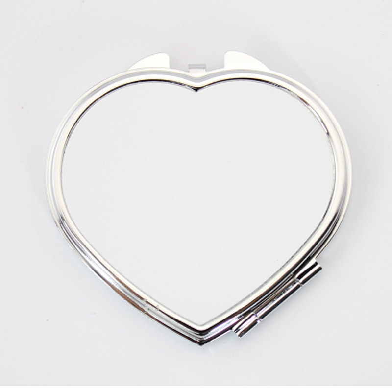 Espejo de maquillaje en forma de corazón espejo de maquillaje de impresión de transferencia térmica espejo de maquillaje de metal DIY consumibles de impresión de transferencia térmica espejo de maquillaje al por mayor