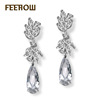 Classic fashionable earrings, zirconium, stone inlay, European style, wholesale