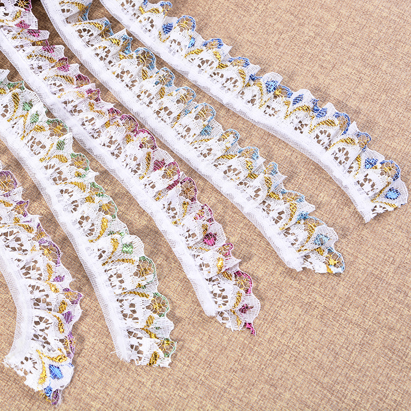 专业4cm打折褶花边 儿童服装辅料蕾丝花边饰品配料批发