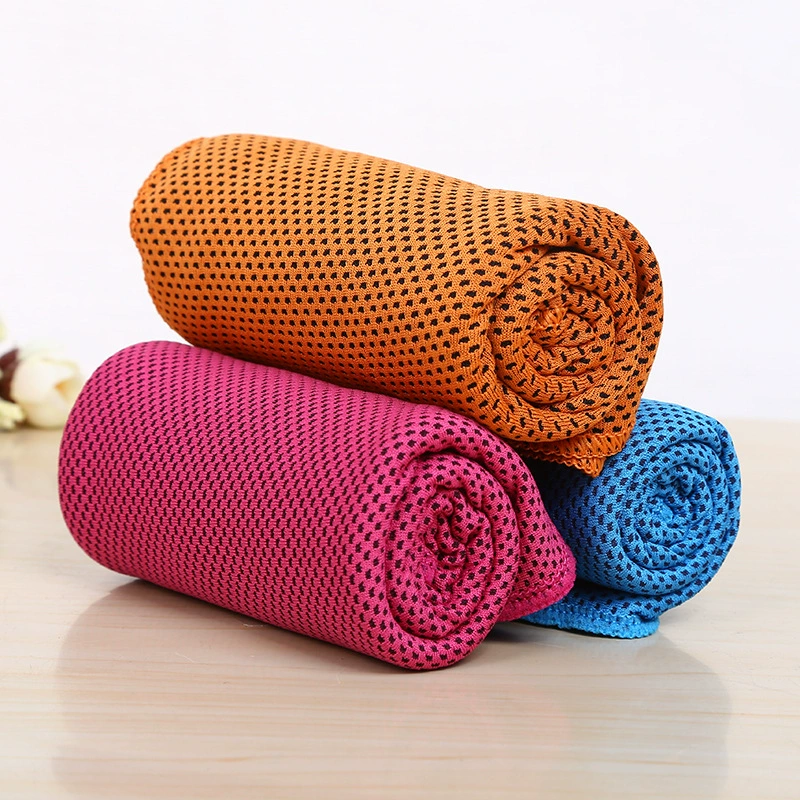 Cooling towel sports cooling ice towel blends cotton fabric wiping sweat cooling towel 50% cooling yarn