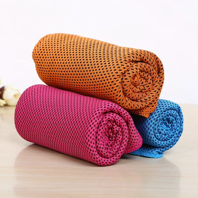 Cooling towel sports cooling ice towel blends cotton fabric wiping sweat cooling towel 50% cooling yarn