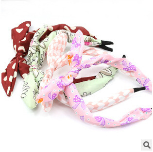 Tocado accesorios para el cabello al por mayor arroz bandera floral Orejas de conejo diadema Corea del Sur moda Polka Dot arco diadema