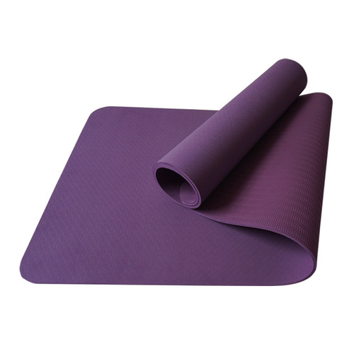 Single-color TPE yoga mat with extra thickness and width 80CM, 8MM thick, eco-friendly and odorless yoga mat, TPE with rope included