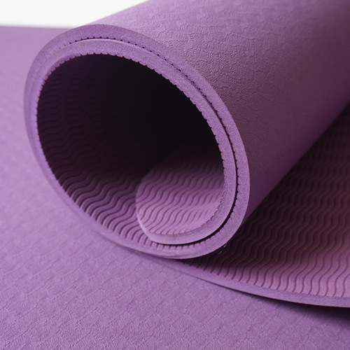 Single-color TPE yoga mat with extra thickness and width 80CM, 8MM thick, eco-friendly and odorless yoga mat, TPE with rope included