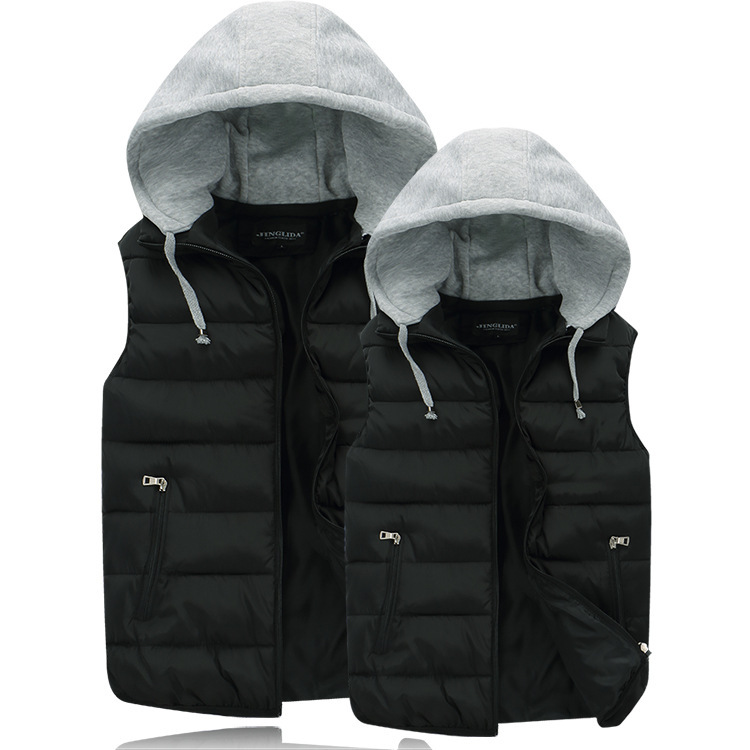 New Autumn and Winter Outerwear for Men, Cotton Vest, Thickened Couple's Detachable Hooded Cotton Vest, Women's Workwear Cotton Vest New Autumn and Winter Outerwear for Men, Cotton Vest, Thickened Couple's Detachable Hooded Cotton Vest, Women's Workwear Cotton Vest