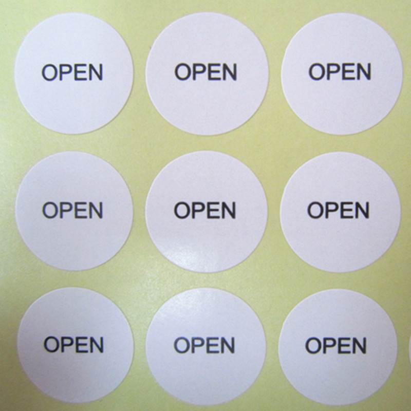 现做 open标签贴纸 印刷OPEN字样封口标贴 OPEN贴标 白底黑字