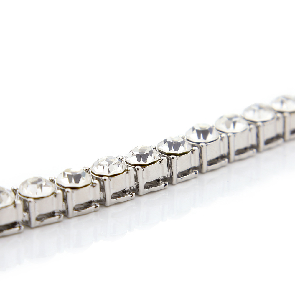 Men's Hip-hop Rhinestone Bracelet 8mm Thick Single Row Link Chain_voghion.com