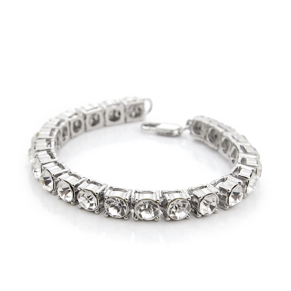 Men's Hip-hop Rhinestone Bracelet 8mm Thick Single Row Link Chain_voghion.com