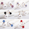 Earrings, double-sided accessory from pearl, Korean style, diamond encrusted, wholesale