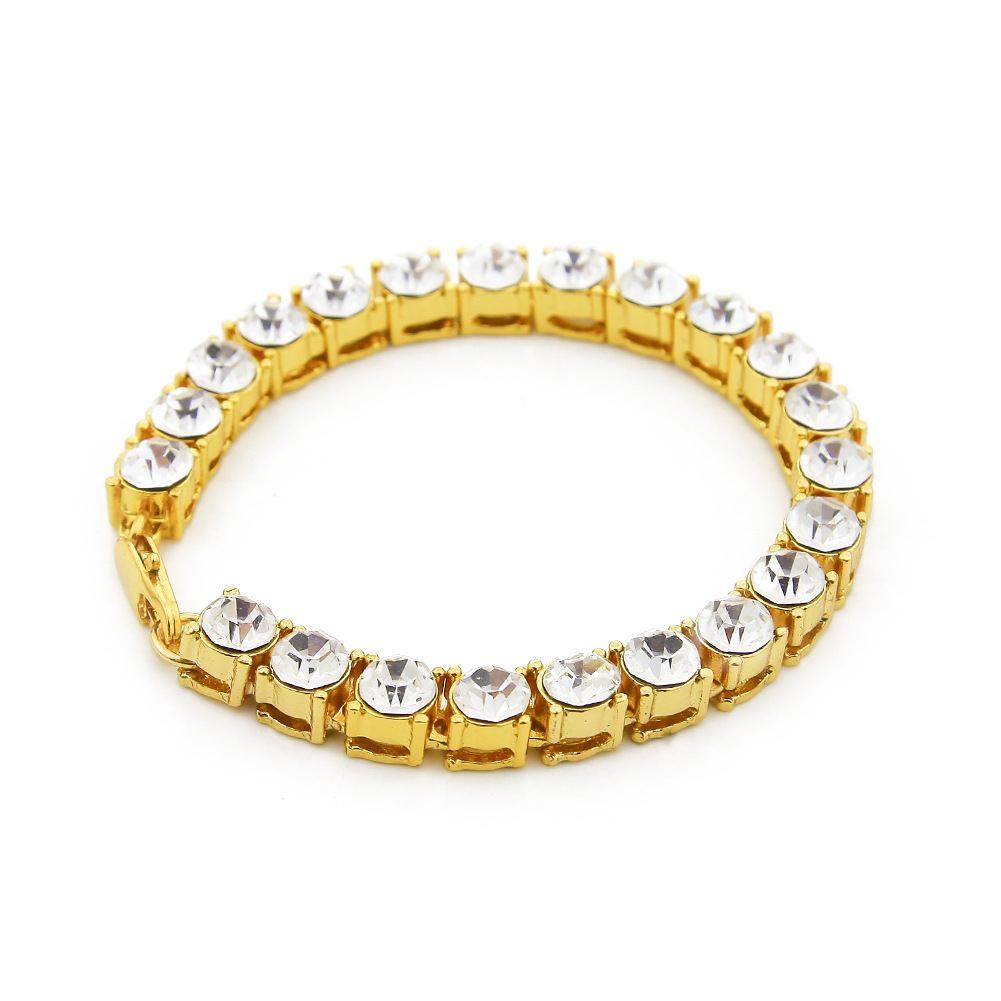 Fashion Hot Sale European And American Hip-Hop Men's 8mm Thick One Row Rhinestone Bracelet_voghion.com