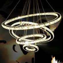 创意不锈钢环形LED水晶吊灯客厅餐厅灯具卧室灯现代简约批发