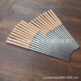 新款木柄餐具 木质不锈钢筷子 特色复古原木榉木柄不锈钢筷子