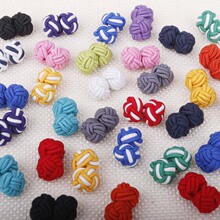 特色绳结扣中国结纽扣时尚男士衬衣袖扣外贸拼色DIY编织线扣