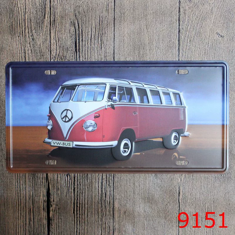 License Plate Tin Sign PT-22, 30×15 cm Frameless Retro Wall Decor for Restaurants