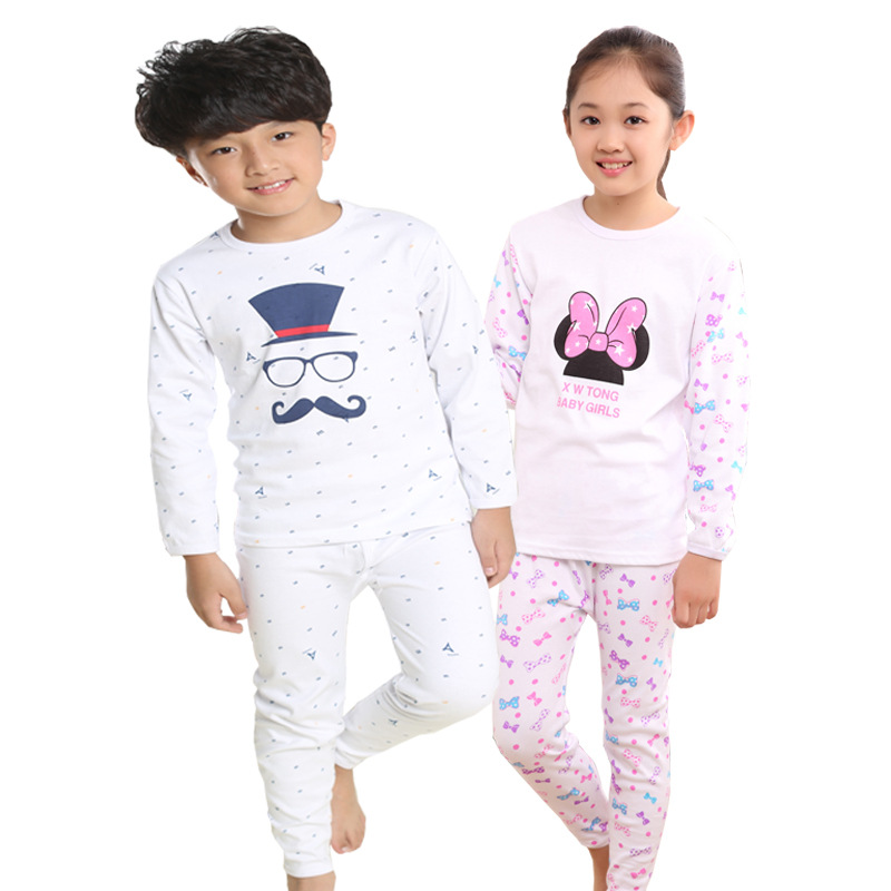 Conjunto de ropa interior para Niños y Niñas Ropa de otoño pantalones largos conjunto de ropa interior para niños pijamas de algodón para niños