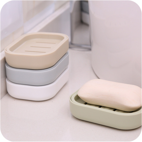 Double-layer soap box Japanese style simple and generous thickened plastic drain soap box square covered handmade soap dish convenient