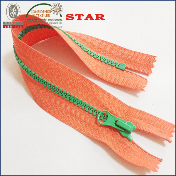 橙色拼色拉链 3号5号树脂闭口拉链 环保拉链