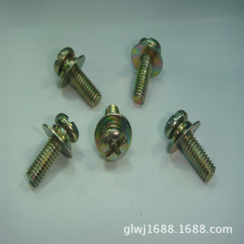 十字圆头不锈钢组合螺丝 盘头十字三组合螺丝M4*12
