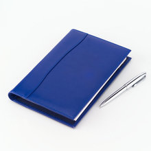 厂家供应PU皮文件夹带卡位手机位 A5真牛皮仿皮带便签本经理夹