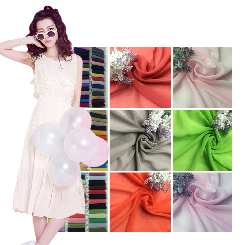 50D高捻复合丝雪纺布料 涤纶纯色柔软女装童装演出服面料