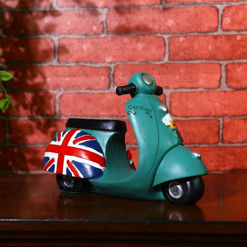 zakka British style resin hand-painted retro motorcycle piggy bank ornaments creative home decorations