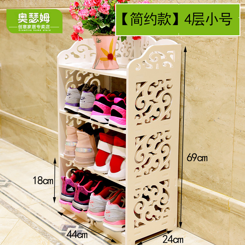 Zapatero de estilo europeo zapatero a prueba de polvo de tablero de plástico de madera multicapa simple zapatero de almacenamiento de gran capacidad blanco hueco