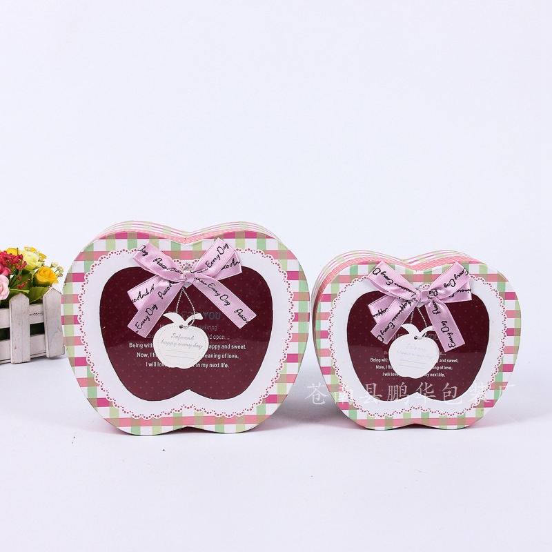厂家专业生产开窗心形苹果形纸盒礼品彩盒糖果婚庆包装盒可定 做