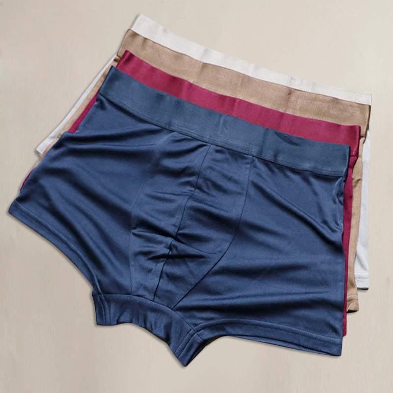 Classic good quality silk men's boxers breathable elastic waist knitted silk men's underwear multi-color L-XXXL