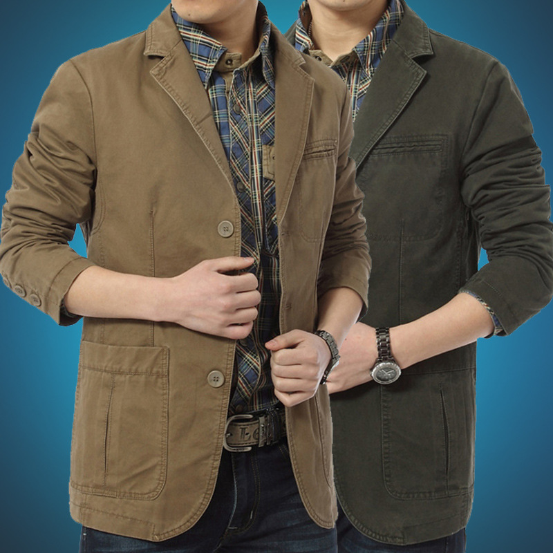 2023 Spring and Autumn New Men's Suit Cotton Casual Suit Large Size Small Suit Jacket Work Jacket Thin Style