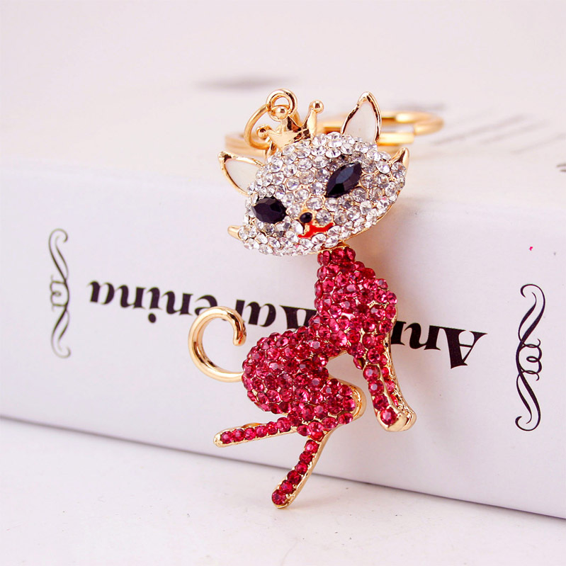 镶钻水钻妖媚合金狐狸动物汽车钥匙扣钥匙链女士包扣包挂批发298