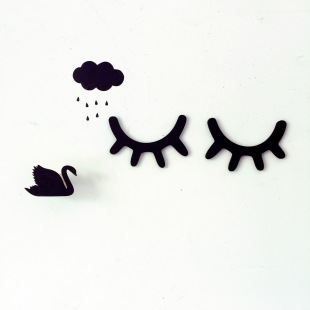 INS wall stickers solid wood eyelash children's clothing store children's room creative home decoration ins explosive eyelash pendant