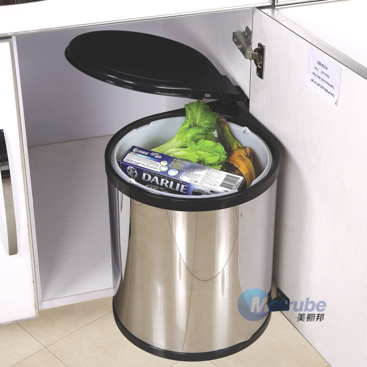 Factory wholesale creative home trash can Kitchen sink bottom installation stainless steel round garbage can Household