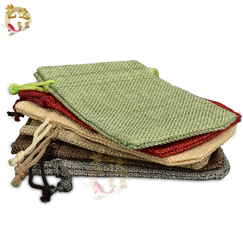 Venta al por mayor de la joyería de lino doble bolso de cordón Wenwan pulsera de almacenamiento bolsa de brocado bolsa de cordón