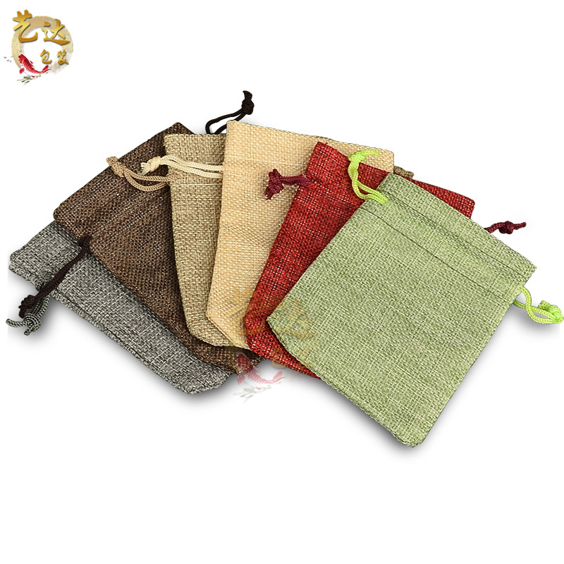 Venta al por mayor de la joyería de lino doble bolso de cordón Wenwan pulsera de almacenamiento bolsa de brocado bolsa de cordón