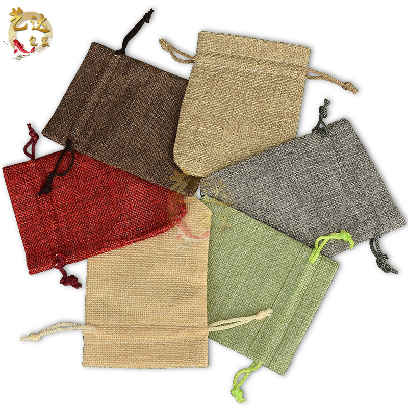 Venta al por mayor de la joyería de lino doble bolso de cordón Wenwan pulsera de almacenamiento bolsa de brocado bolsa de cordón