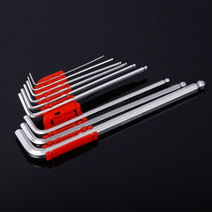 Set of 9 Long-Extended L-shaped hexagonal ball-end hex wrenches, matte finish hex wrenches 1.5~10mm