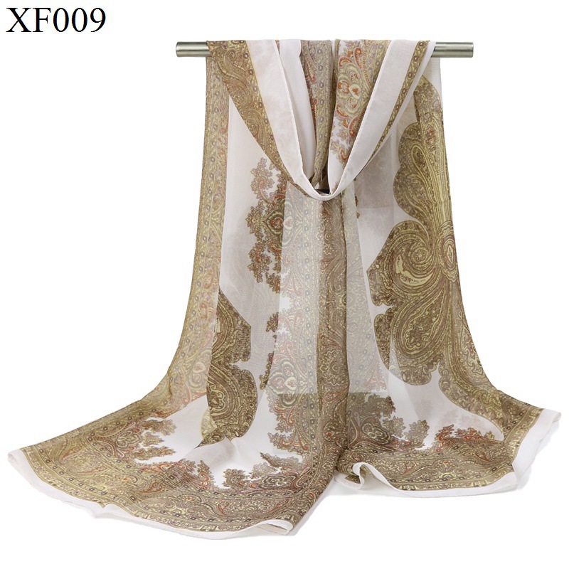 Classic ethnic blue and white shiffon scarf