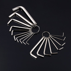 Manufacturer wholesale hexagonal wrench, chain strap type, L-shaped metric flat head wrench set, hexagonal wrench with strap