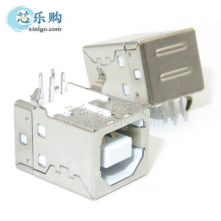 USB B female 90-degree straight plug curved foot D-type BF plug B- type female socket USB socket [New genuine goods]