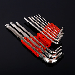 Yonggong Tool Set of 9PC Chrome-plated Ball Head Hex Wrench, Combination Wrench with Imperial and Metric L Hand Internal Hex