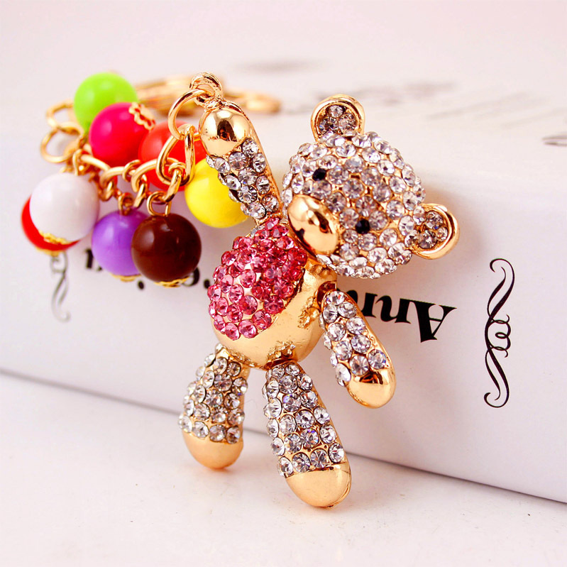 Alloy rhinestone cartoon bear car keychain women's bag accessories metal pendant key chain girlfriend 125 Alloy rhinestone cartoon bear car keychain women's bag accessories metal pendant key chain girlfriend 125