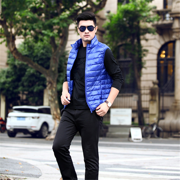 Suministro transfronterizo Nueva chaqueta de abajo chaleco ligero cuello de pie slim fit Plus tamaño de los hombres Chaleco corto de fábrica al por mayor