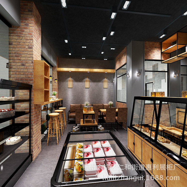 杭州铁艺面包蛋糕展示柜及店铺装修设计公司玻璃柜多功能创意设计