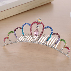 Princess Festival Fringe Crown Hair Comb Accessory Children's Water Diamond Crown Hair Comb Decorative Hair Accessories Manufacturer Wholesale