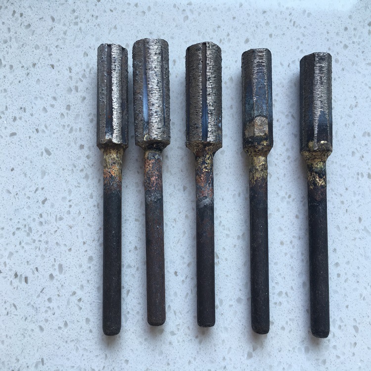 金刚石磨头烧结工艺刀头焊接 带槽圆棒花楞圆棒石材打磨雕刻