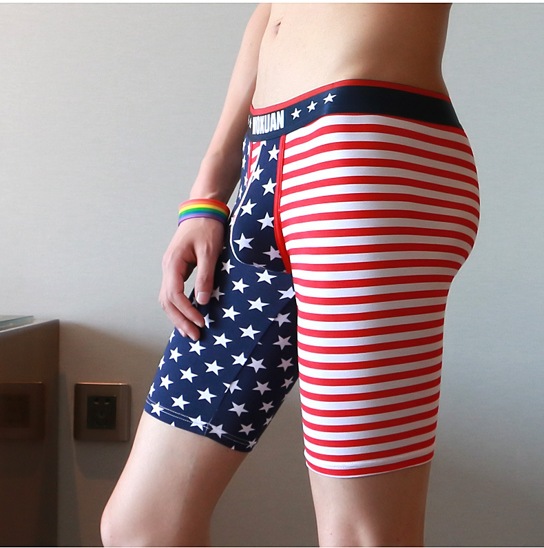 Men's New Couple Sleeping Pants Four Seasons Pajamas Pants Trendy Stars Flag Bathrobe Long Half Pants Men