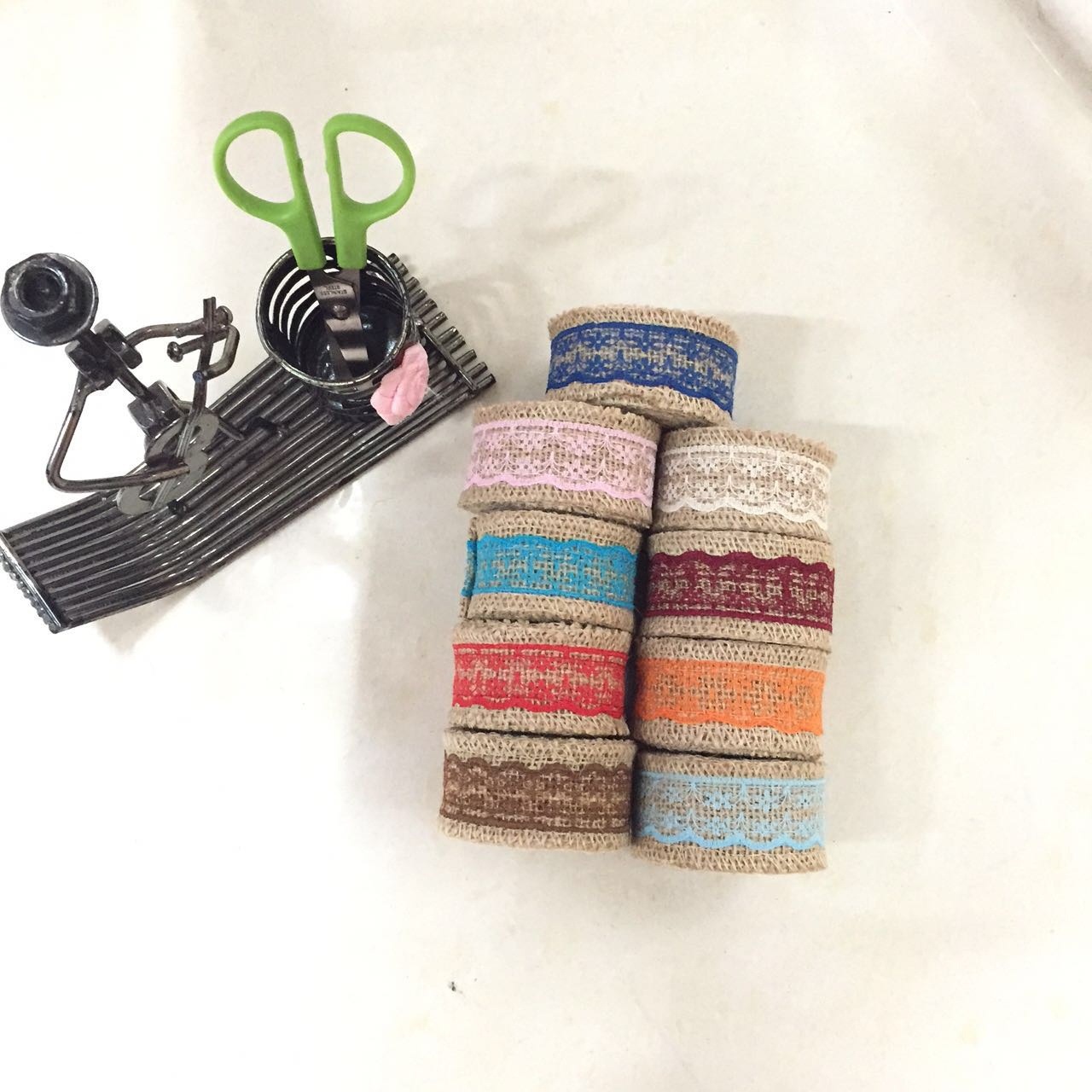 麻布卷 蕾丝花边 DIY手工圣诞婚庆工艺品蕾丝麻布卷 颜色多样