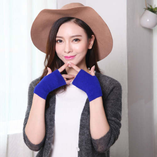 Autumn and winter gloves for women and men, wool thread, mink velvet, warm and velvet, short half-finger, fingerless, touch-screen mobile phone, student writing and typing