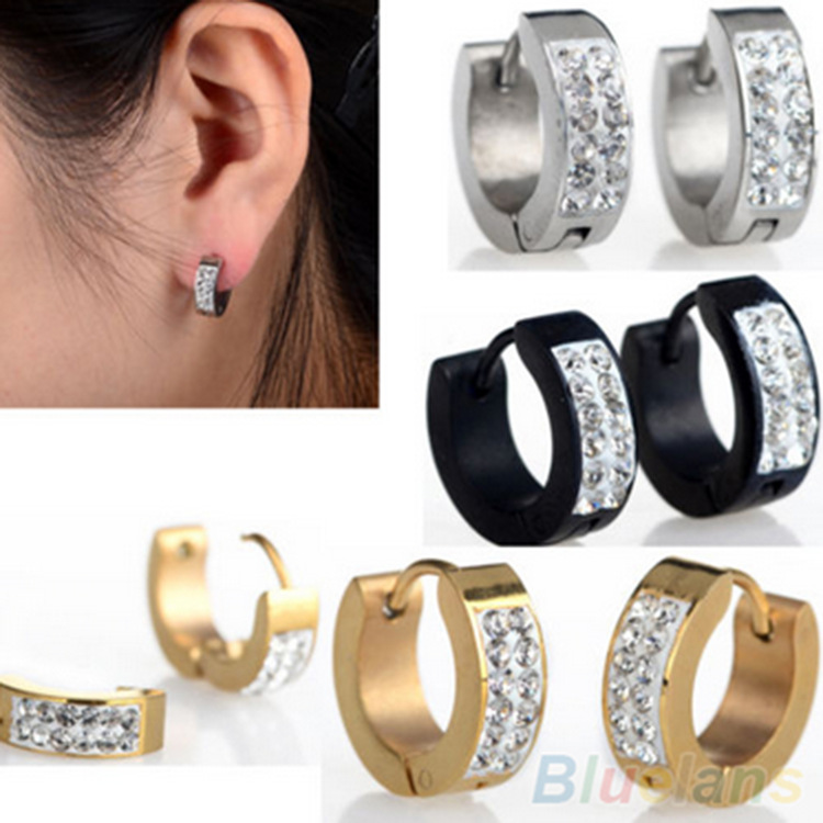 夏季新款欧美饰品批发 钛钢时尚女士耳扣 镶钻饰品丽雄耳环批发